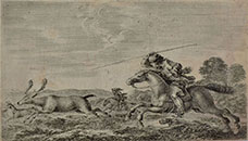 DEER CHASED BY TWO CAVALIERS