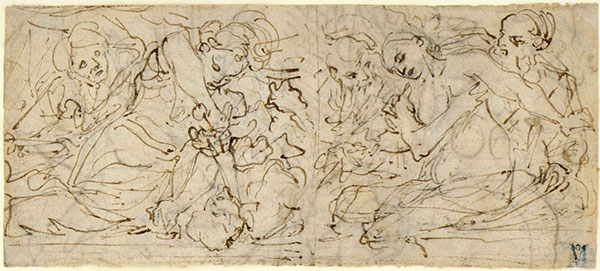 DOUBLE SKETCH: JUDITH BEHEADING HOLOFERNES AND SUSANNA WITH THE OLD MEN